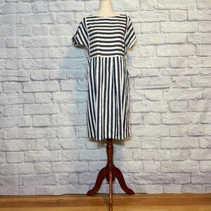 Clad & Cloth Navy Bluel & White Striped Shift Dress